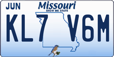 MO license plate KL7V6M