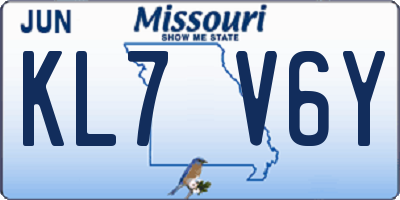MO license plate KL7V6Y