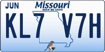 MO license plate KL7V7H