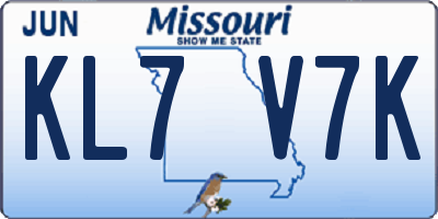 MO license plate KL7V7K