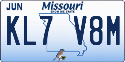 MO license plate KL7V8M