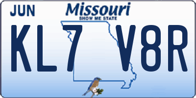MO license plate KL7V8R