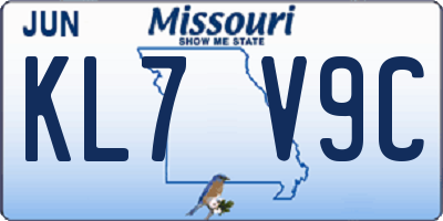 MO license plate KL7V9C