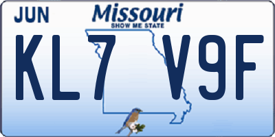 MO license plate KL7V9F