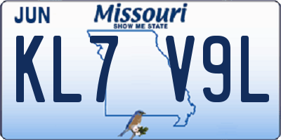 MO license plate KL7V9L