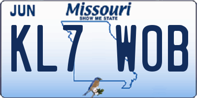MO license plate KL7W0B