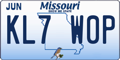 MO license plate KL7W0P