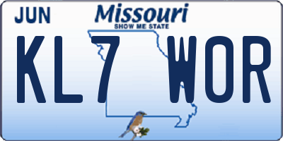 MO license plate KL7W0R