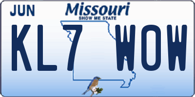 MO license plate KL7W0W