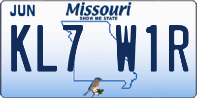 MO license plate KL7W1R