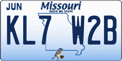 MO license plate KL7W2B