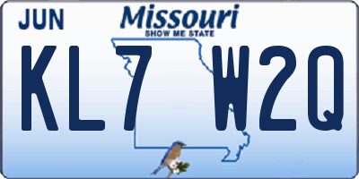 MO license plate KL7W2Q