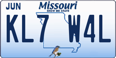 MO license plate KL7W4L
