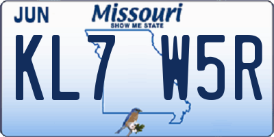 MO license plate KL7W5R