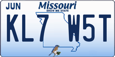 MO license plate KL7W5T