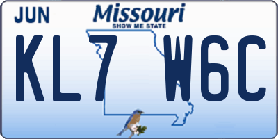 MO license plate KL7W6C