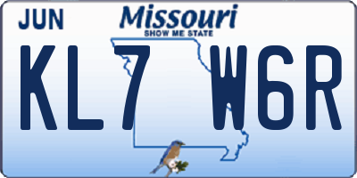 MO license plate KL7W6R