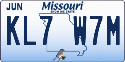 MO license plate KL7W7M