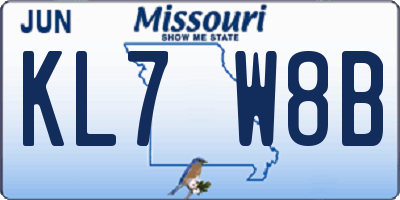 MO license plate KL7W8B
