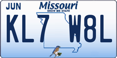 MO license plate KL7W8L