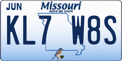 MO license plate KL7W8S