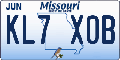 MO license plate KL7X0B
