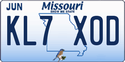 MO license plate KL7X0D