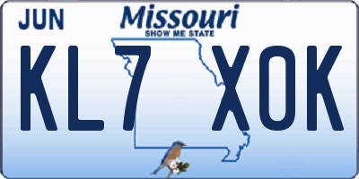 MO license plate KL7X0K