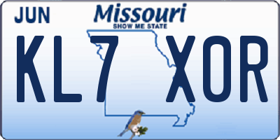 MO license plate KL7X0R