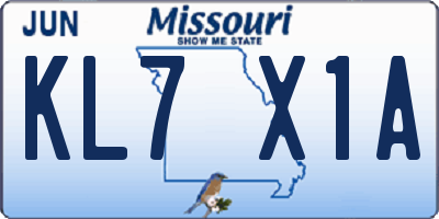 MO license plate KL7X1A