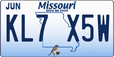 MO license plate KL7X5W