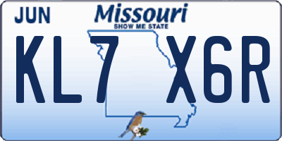 MO license plate KL7X6R