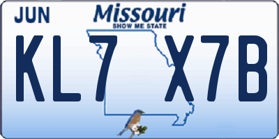 MO license plate KL7X7B