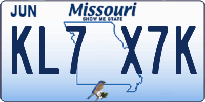 MO license plate KL7X7K