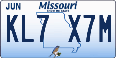 MO license plate KL7X7M
