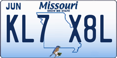 MO license plate KL7X8L