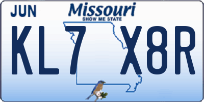 MO license plate KL7X8R