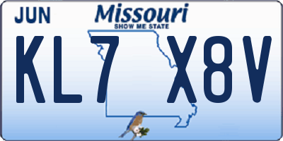 MO license plate KL7X8V
