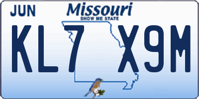 MO license plate KL7X9M