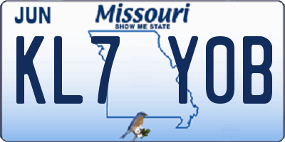 MO license plate KL7Y0B