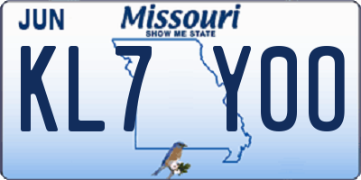 MO license plate KL7Y0O