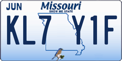 MO license plate KL7Y1F