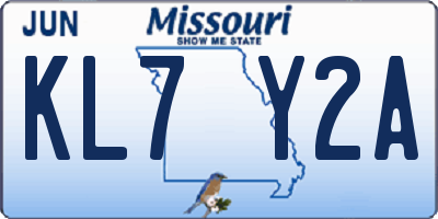 MO license plate KL7Y2A