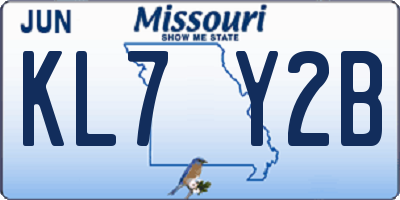 MO license plate KL7Y2B