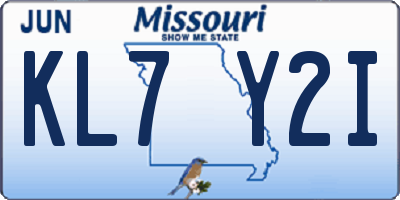 MO license plate KL7Y2I
