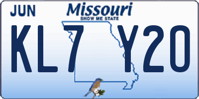 MO license plate KL7Y2O