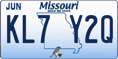 MO license plate KL7Y2Q
