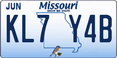 MO license plate KL7Y4B