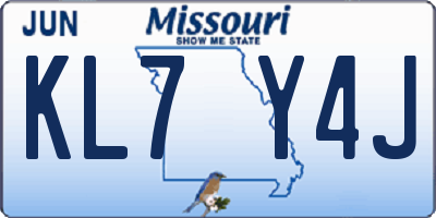 MO license plate KL7Y4J