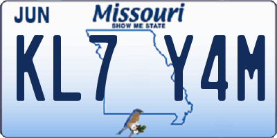 MO license plate KL7Y4M